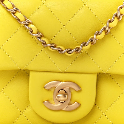 Chanel Lambskin Quilted Mini Rectangular Pearl Crush Flap Yellow 9 of 11