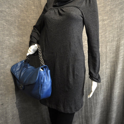 Chanel Lambskin Soft and Chain Large Flap Blue 2 of 13