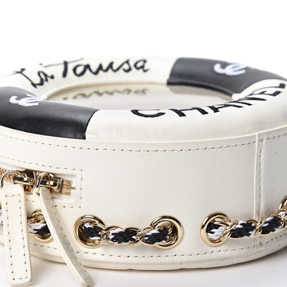 Chanel Lambskin Coco Lifesaver Round Bag Black White 8 of 10