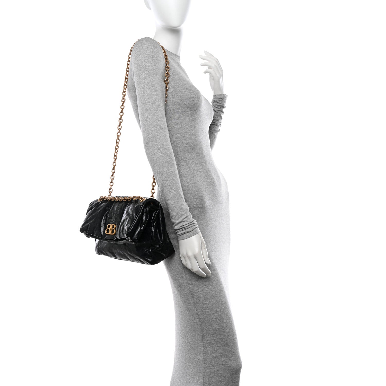Balenciaga Arena Calfskin Small Monaco Chain Shoulder Bag Black 2 of 10