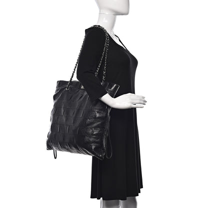 Chanel Lambskin Igloo Drawstring Tote Black 2 of 10