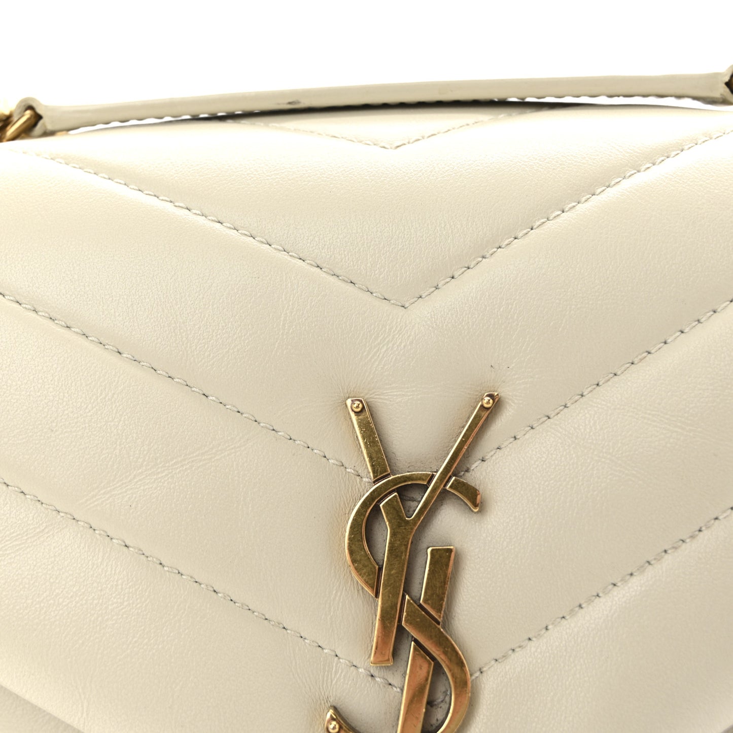 Calfskin Y Quilted Monogram Small Loulou Chain Satchel Crema Soft