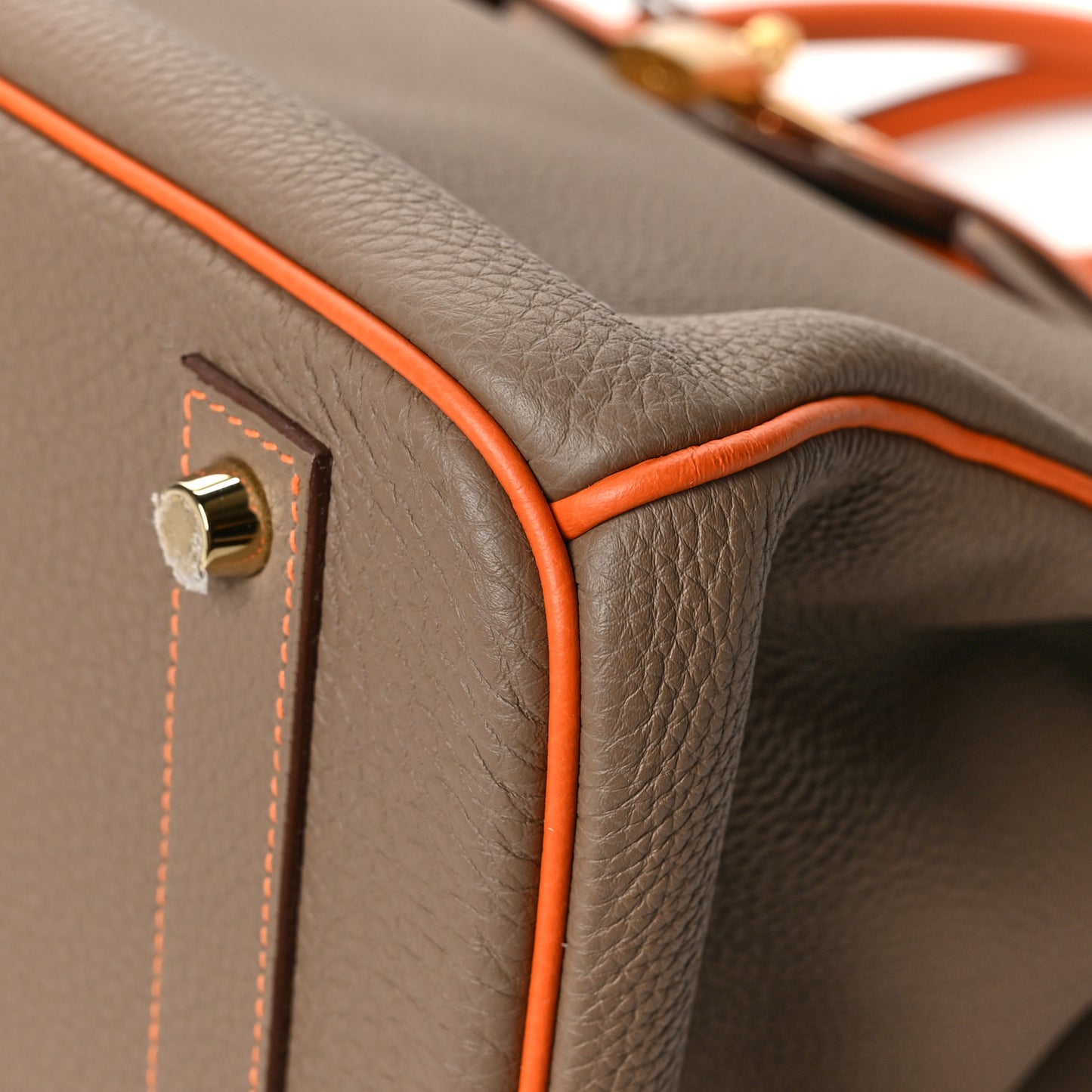 Togo Bi Color Horseshoe Birkin 40 Etoupe Orange