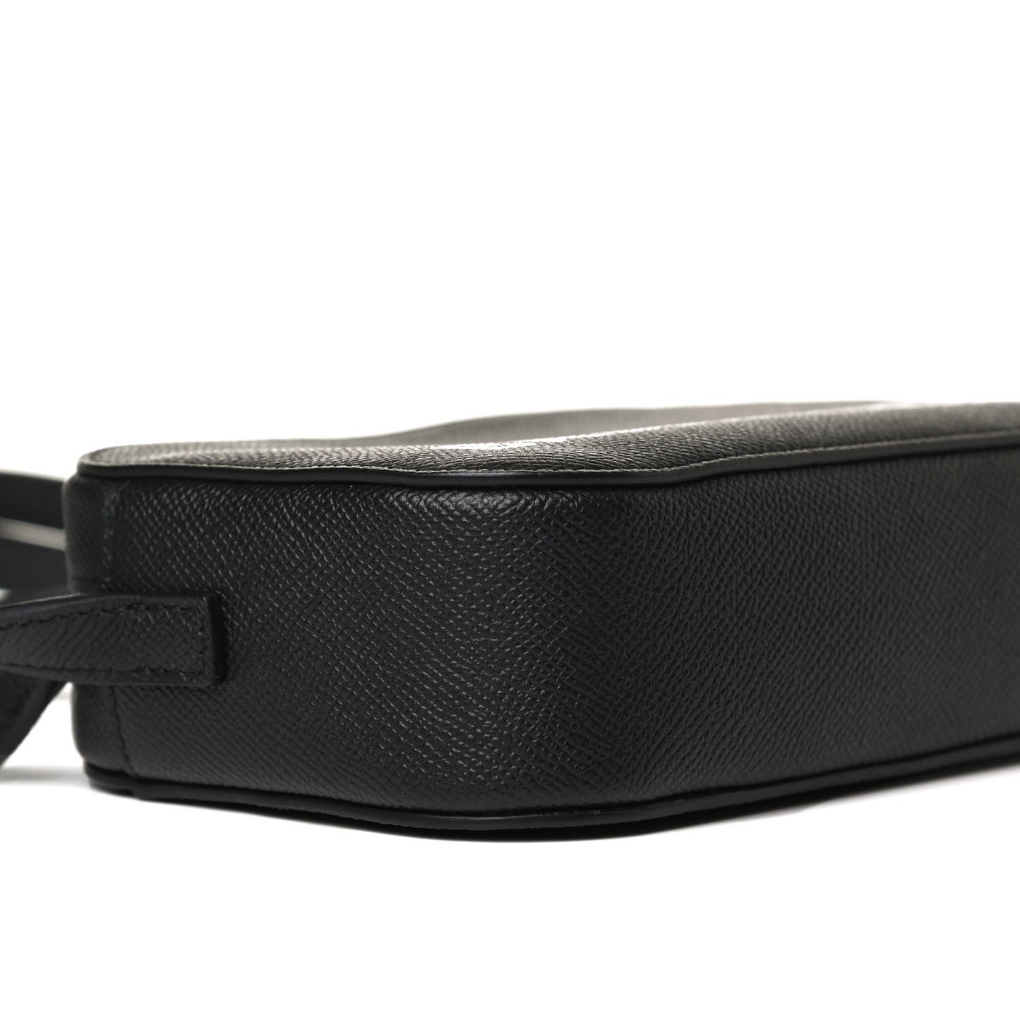 Signature Grained Calfskin Logo XS Ville Camera Bag Black White