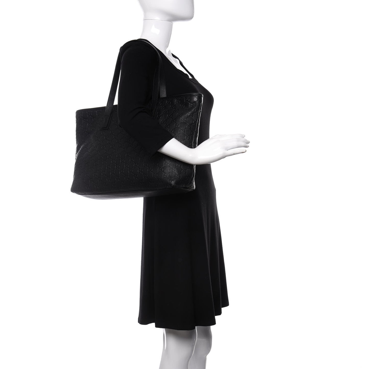 Guccissima Medium Zippered Shopping Tote Black