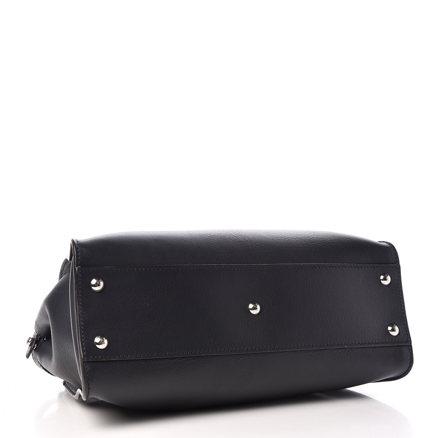Fendi Vitello Seta Shiny Nappa Medium Peekaboo Iconic Satchel Blue Notte Ardesia 4 of 9