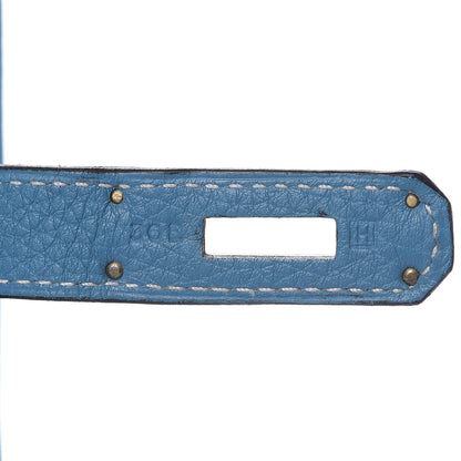 Hermes Taurillon Clemence Birkin 35 Blue Jean 10 of 29