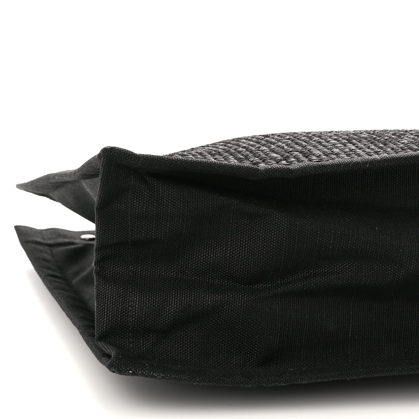 Raffia Linen Calfskin Rive Gauche Tote Black