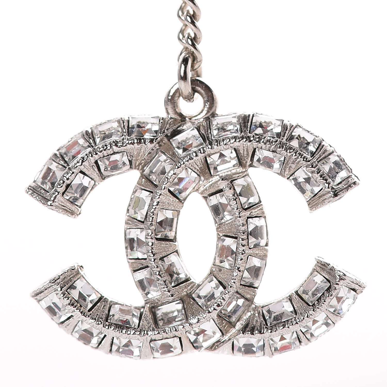 Chanel Baguette Crystal CC Drop Earrings Silver 4 of 4