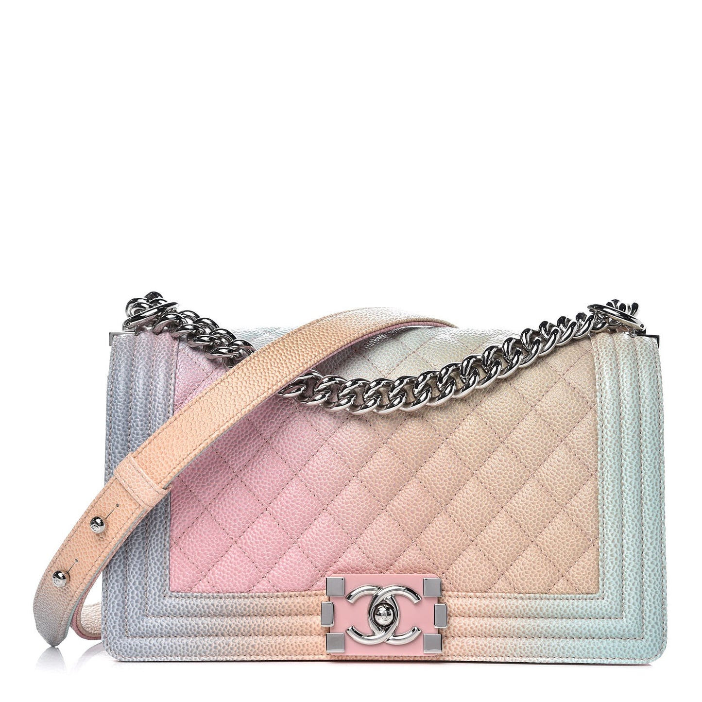 Caviar Quilted Medium Rainbow Boy Flap Multicolor