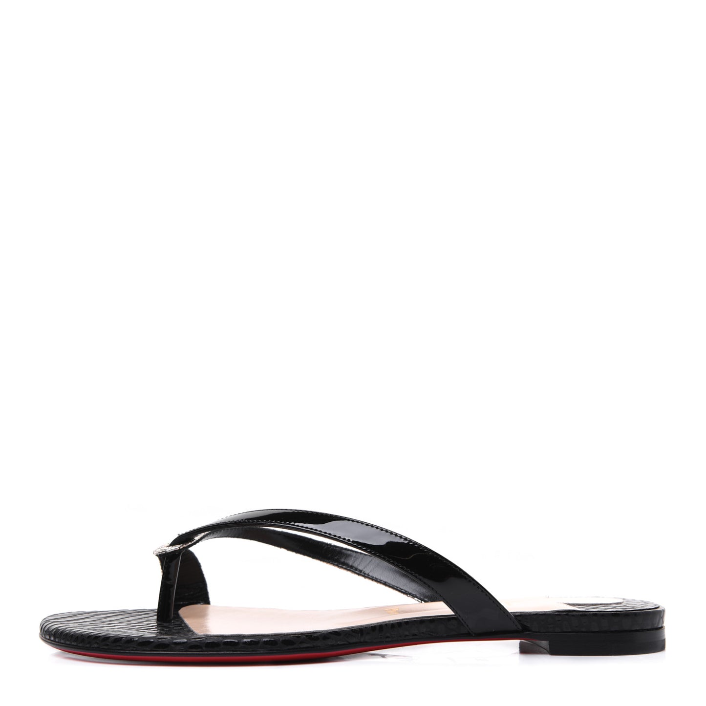 Patent Lame Cabaret Minimeyer Flat Sandals 36 Black Platine