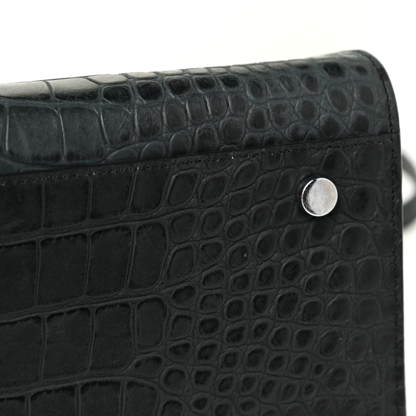 Calfskin Crocodile Embossed Small Sac De Jour Dusty Black