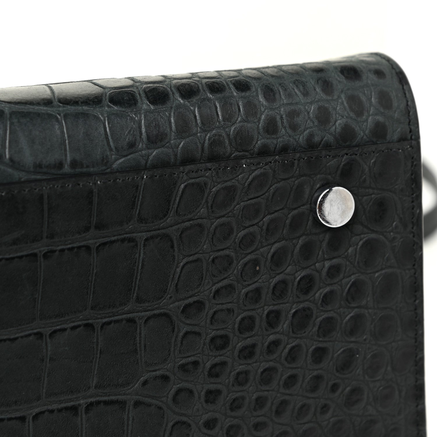 Saint Laurent Calfskin Crocodile Embossed Small Sac De Jour Dusty Black 16 of 18