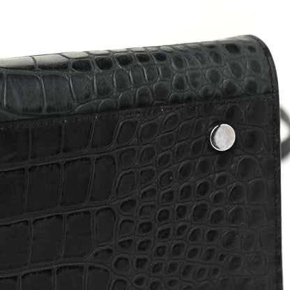 Saint Laurent Calfskin Crocodile Embossed Small Sac De Jour Dusty Black 16 of 18