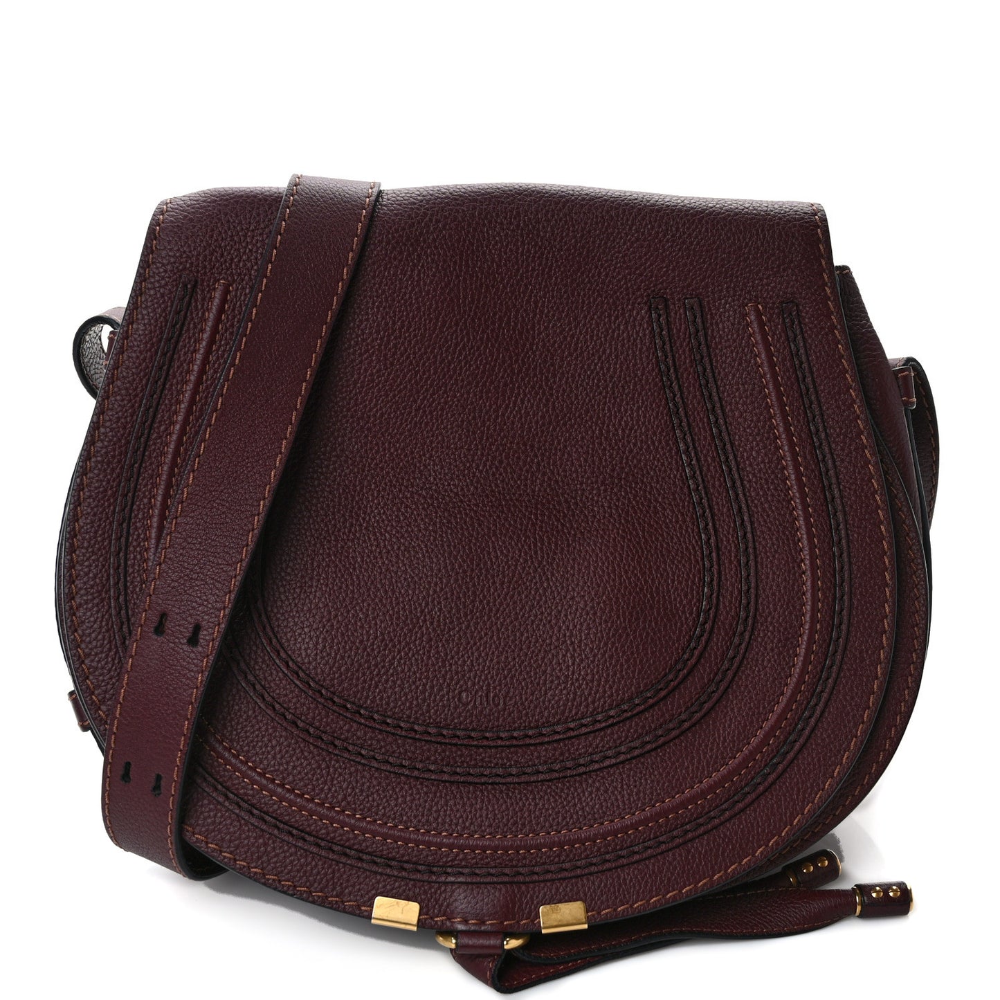 Calfskin Medium Marcie Round Crossbody Bag Dark Velvet