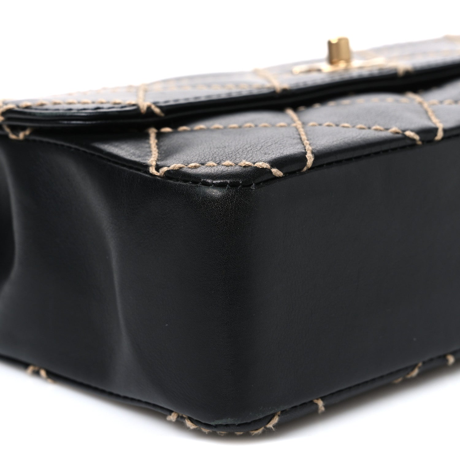 Chanel Calfskin Quilted Medium Wild Stitch Flap Black 8 of 9