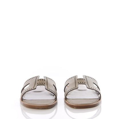 Hermes Epsom Perforated Oran Sandals 37 Etain 2 of 10