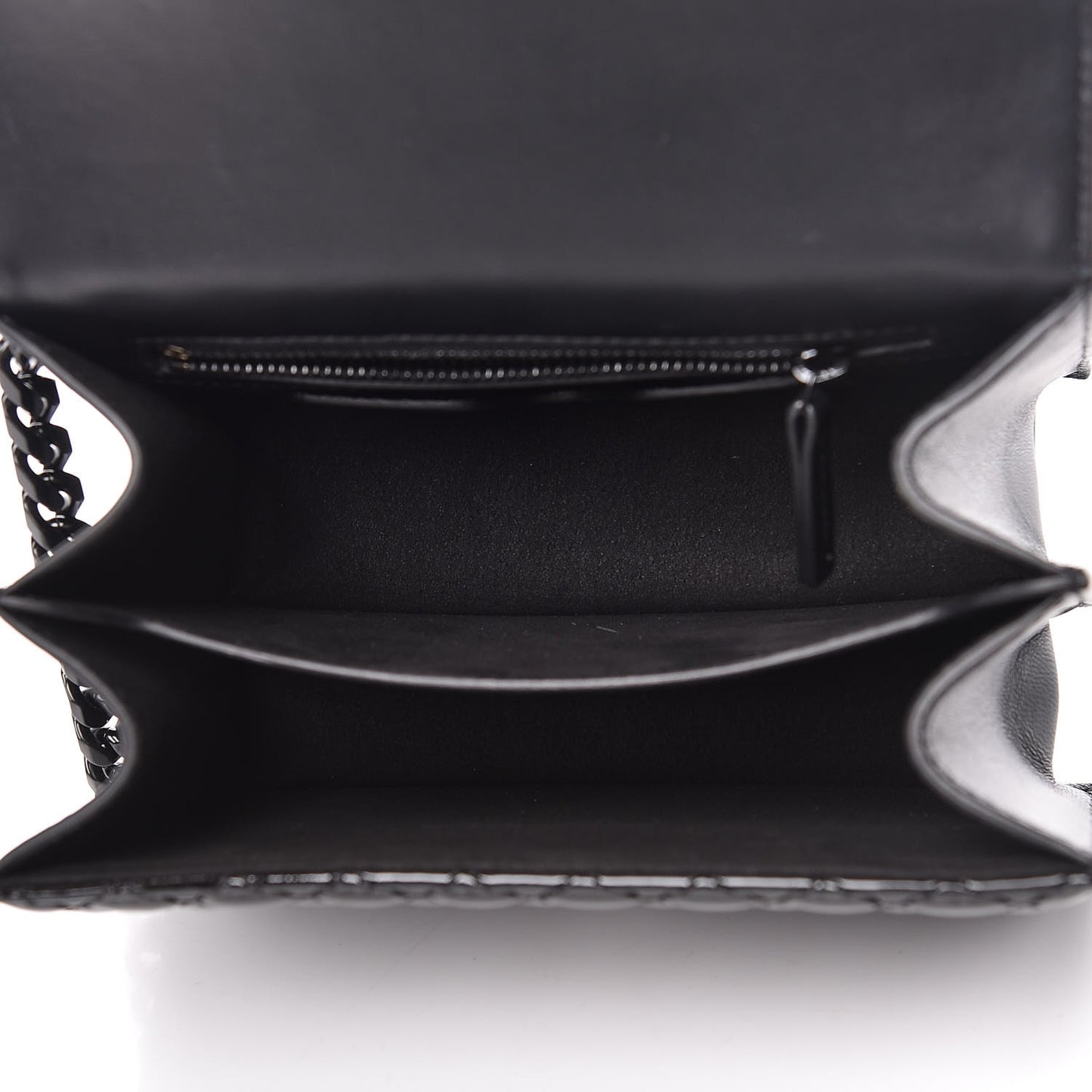 Patent Quilted Small Jeweled Knuckle Satchel Black
