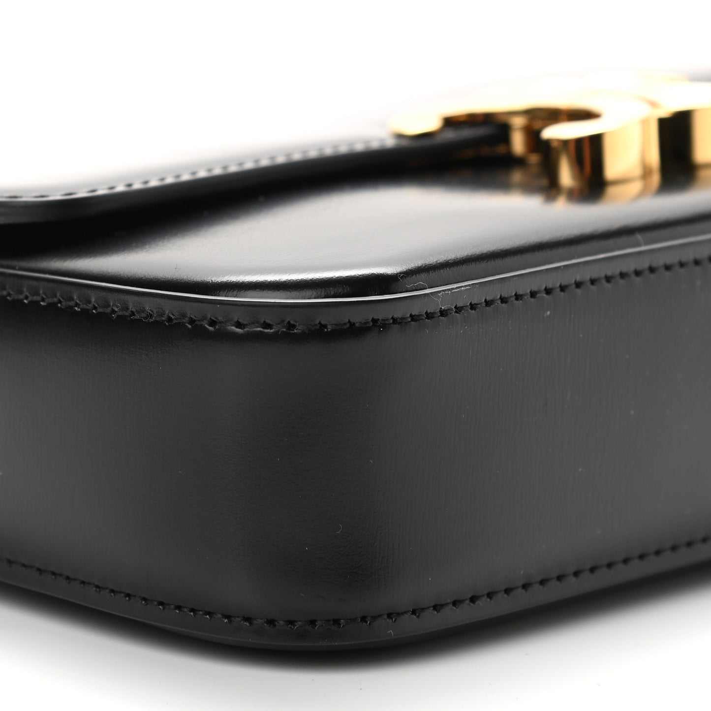 Shiny Calfskin Triomphe Shoulder Bag Black