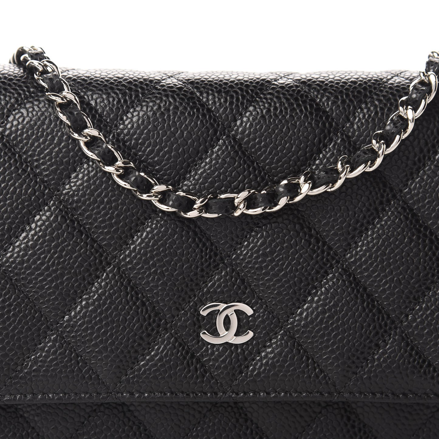 Caviar Quilted Wallet On Chain WOC Black