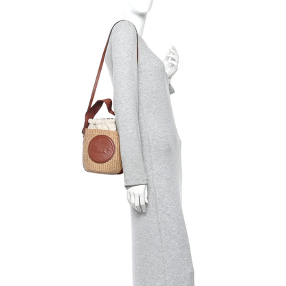 Chloe X MIFUKO Paper Raffia Calfskin Small Horse Medal Bucket Bag Sepia Brown 2 of 11