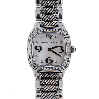David Yurman Stainless Steel Diamond Bezel Mother of Pearl 25mm Thoroughbred Quartz Watch 1 of 8