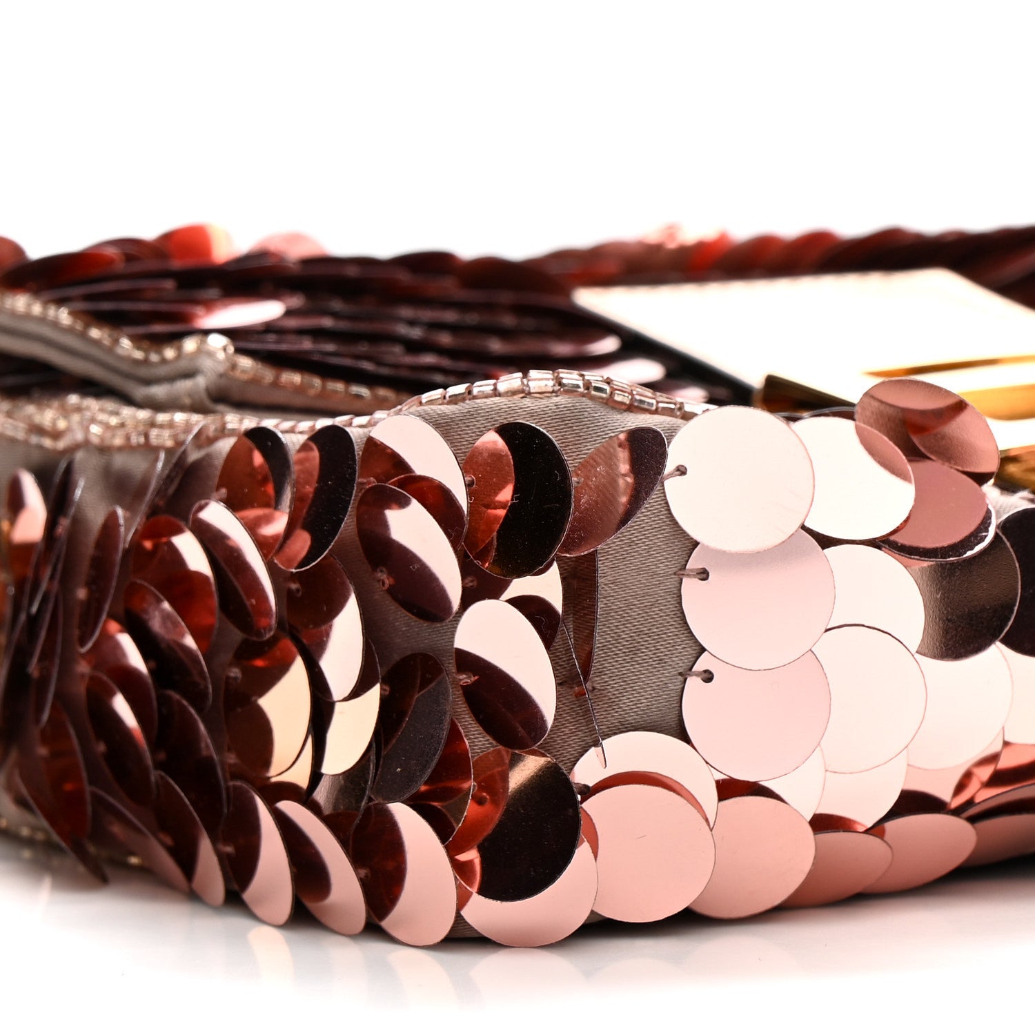 Fendi Satin Paillettes Catalan Mirror Mini Baguette 1997 Antico Rame 10 of 11