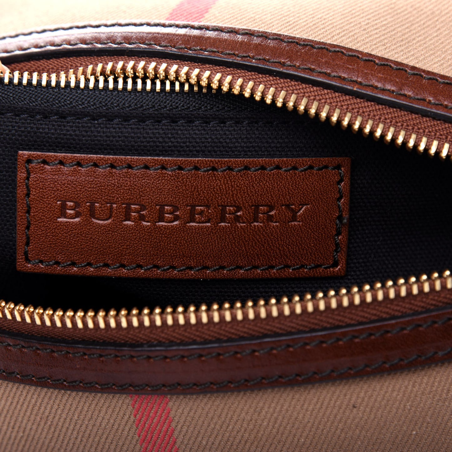 Bridle Calfskin House Check Medium Chester Bowling Bag Dark Tan