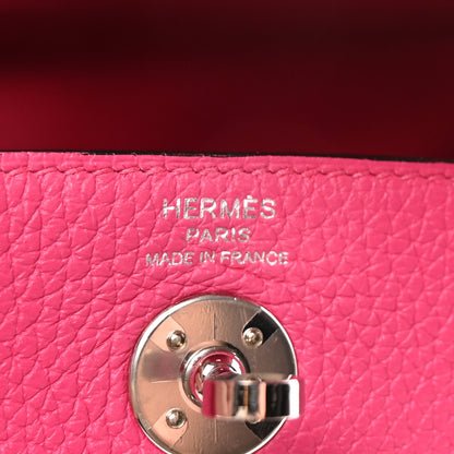 Hermes Taurillon Clemence Mini Lindy 20 Rose Shocking 7 of 12