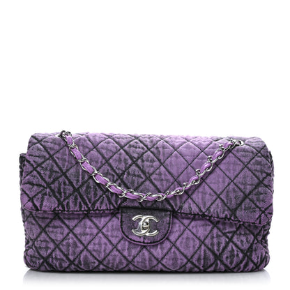 Chanel Denim Quilted Denimpression Flap Purple Black 1 of 11