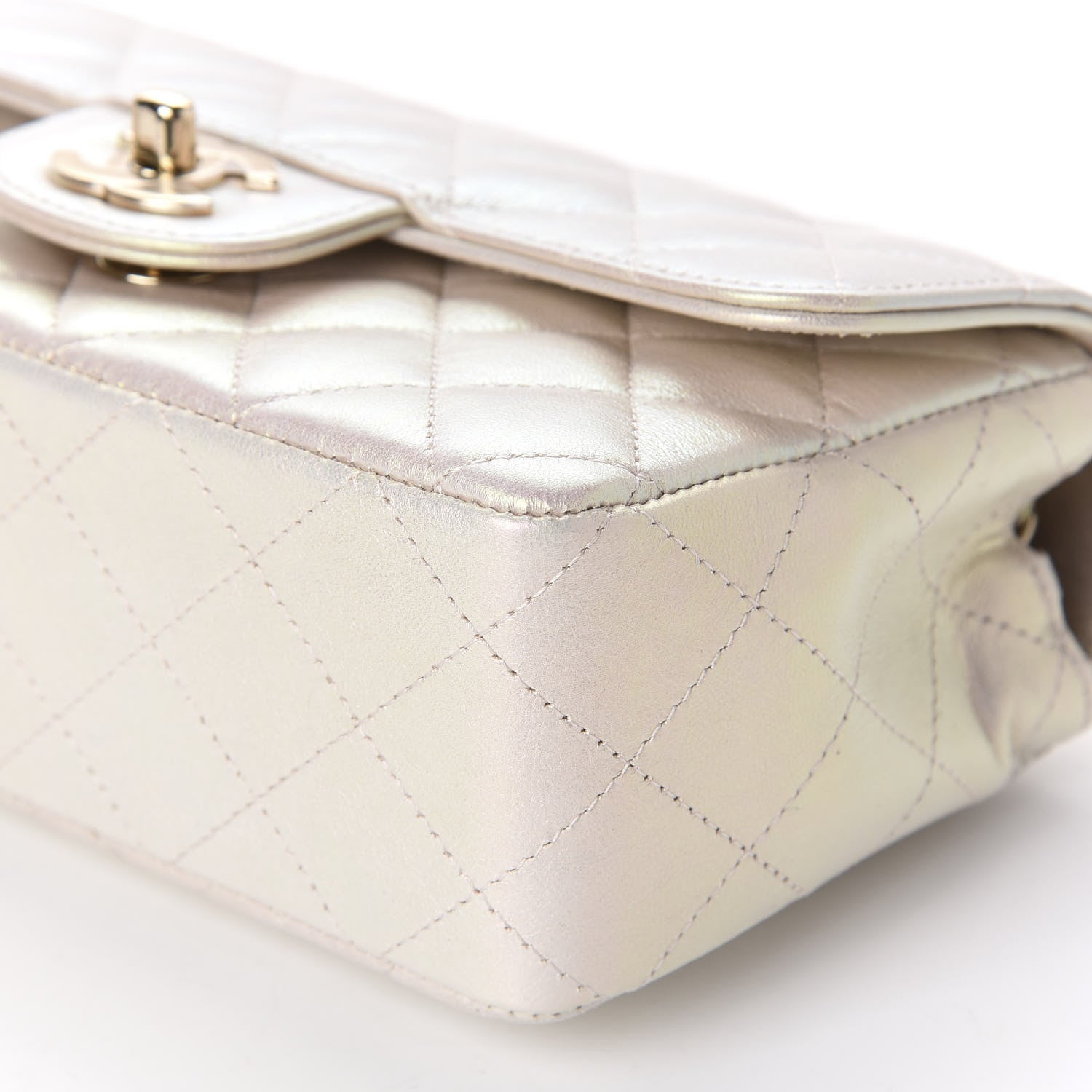 Chanel Iridescent Lambskin Quilted Mini Rectangular Flap Ivory 7 of 11
