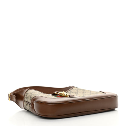 Gucci GG Supreme Monogram Azalea Calfskin Web Small Jackie 1961 Hobo Beige Ebony Brown Sugar 4 of 10