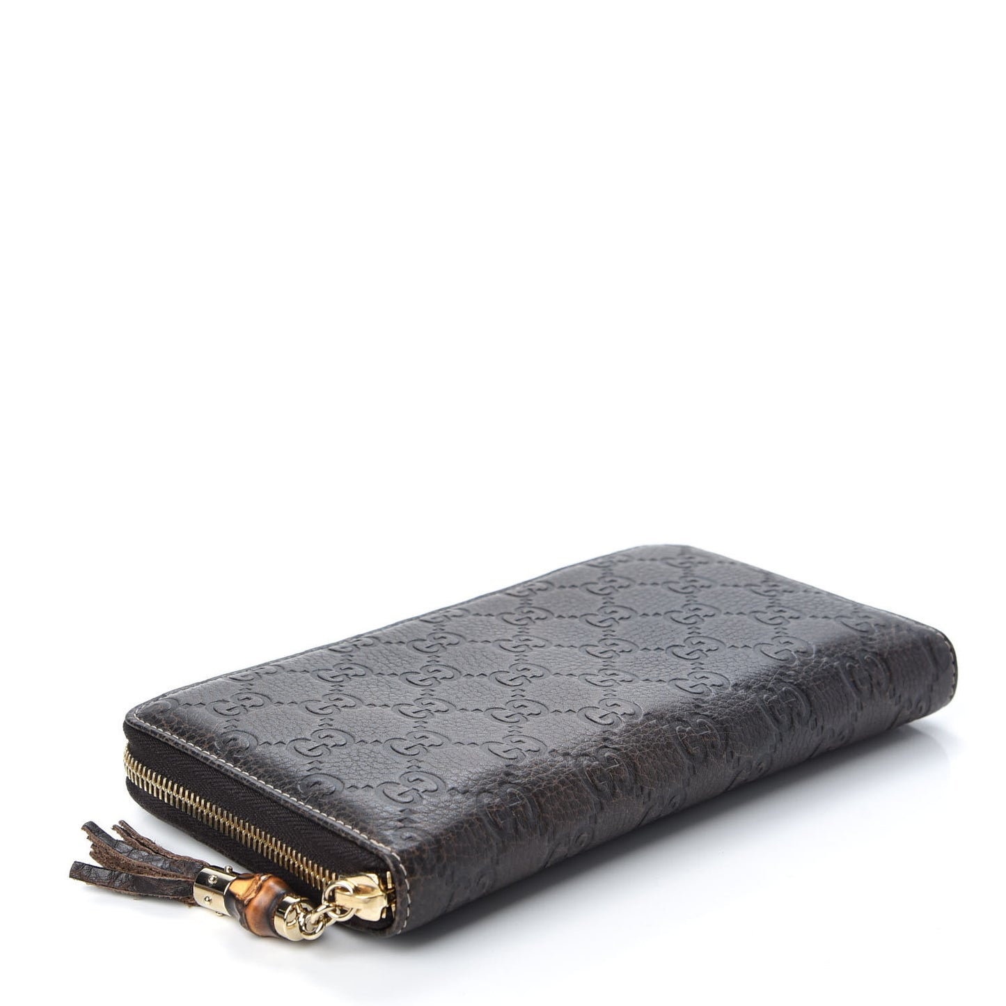 Guccissima Bamboo Tassel Zip Around Wallet Brown