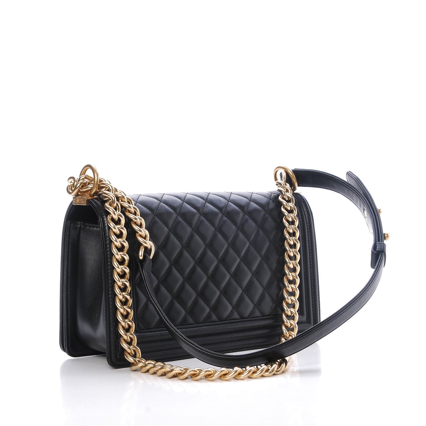 Lambskin Quilted Medium Boy Flap Black