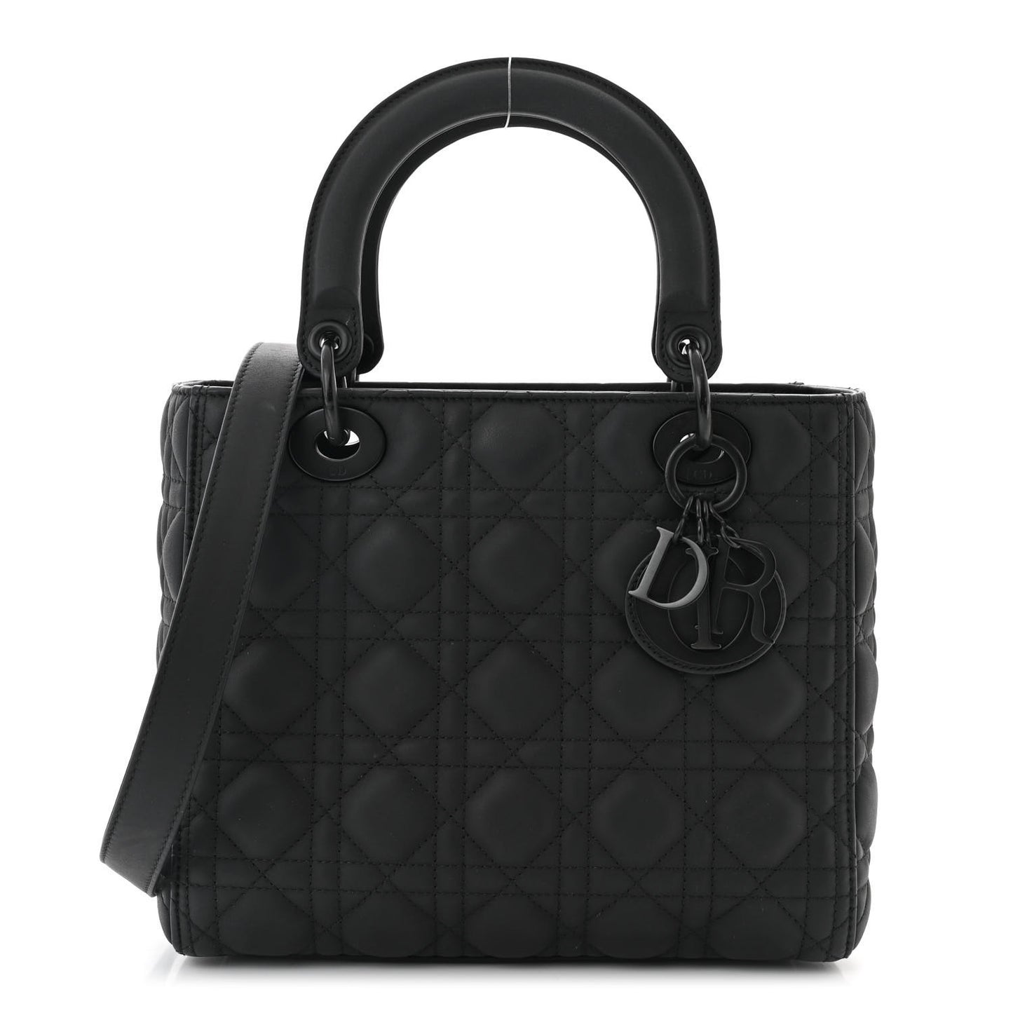 Ultra Matte Calfskin Cannage Medium Lady Dior Black