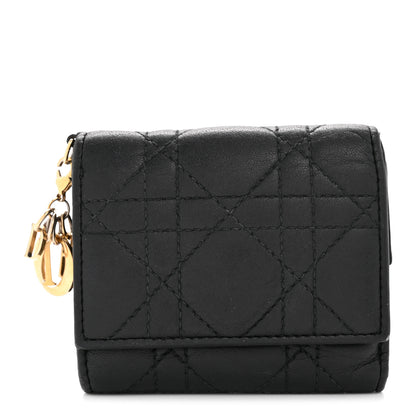 Christian Dior Lambskin Cannage Lady Dior Lotus Wallet Black 1 of 10