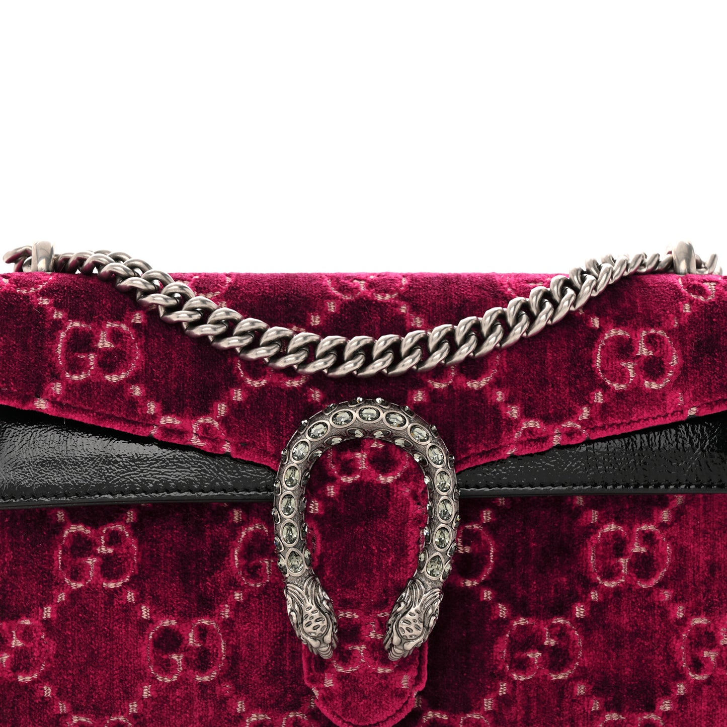 Velvet Skipper Crystal GG Monogram Small Dionysus Shoulder Bag Red Cipria Black Black Diamond