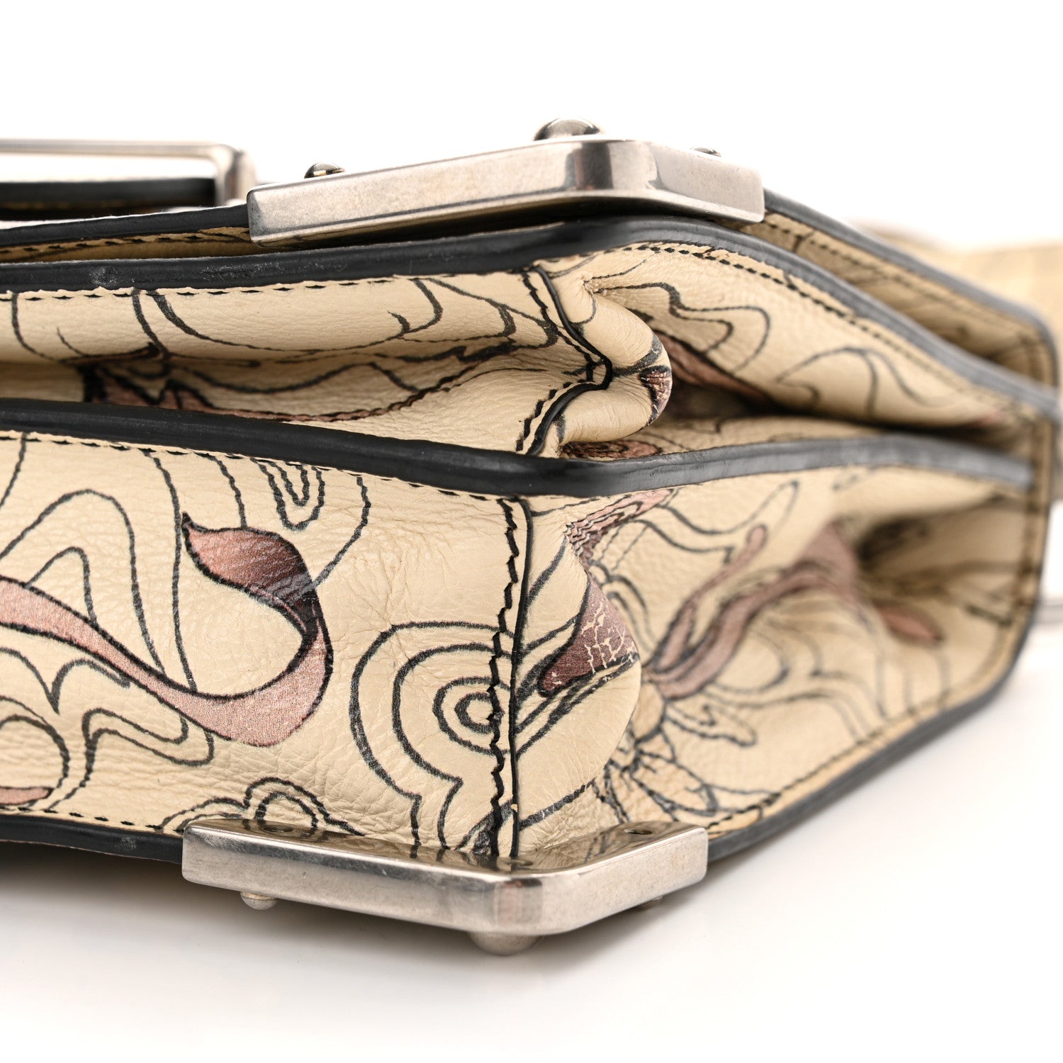 Prada X JAMES JEAN Glace Calfskin Rabbit Print Cahier Bag Opaline 9 of 18