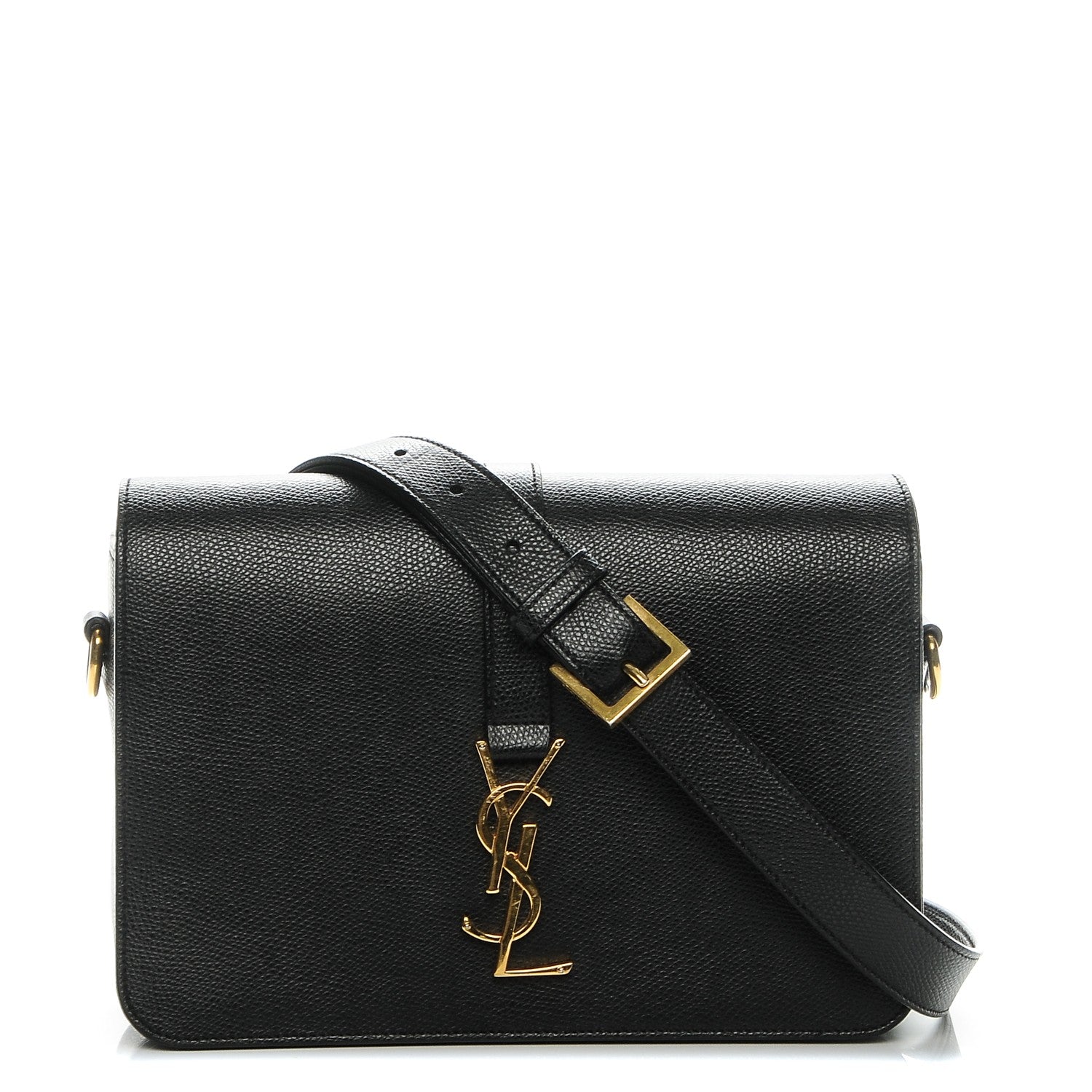 Saint Laurent Textured Calfskin Medium Classic Monogram Universite Bag Black 1 of 9