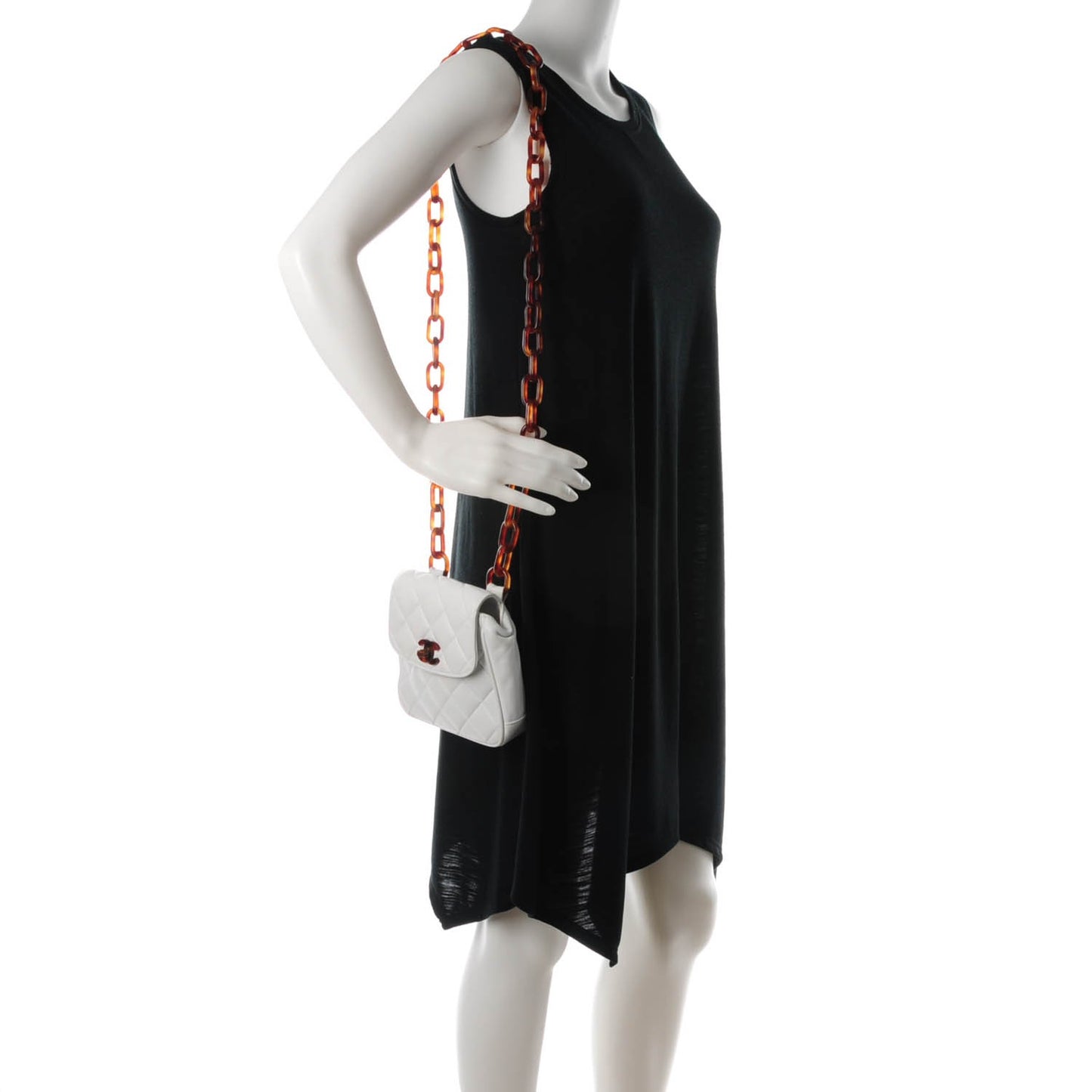 Lambskin Bekko Resin Mini Single Flap White