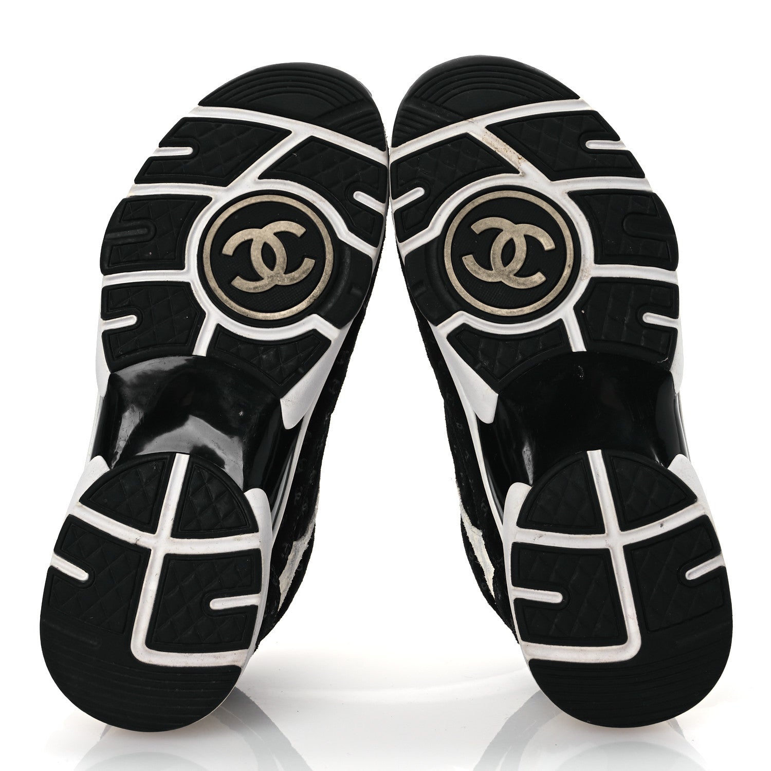 Chanel Suede Calfskin Printed CC Sneakers 36 White Black 7 of 13