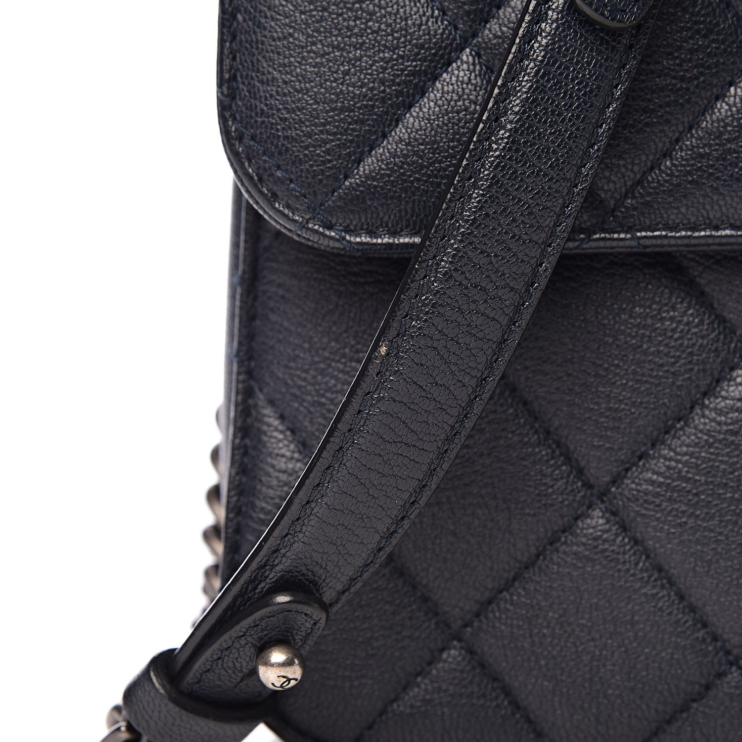 Chanel Goatskin Quilted Large Perfect Edge Flap Navy 17 of 20