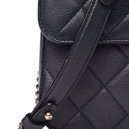 Chanel Goatskin Quilted Large Perfect Edge Flap Navy 17 of 20