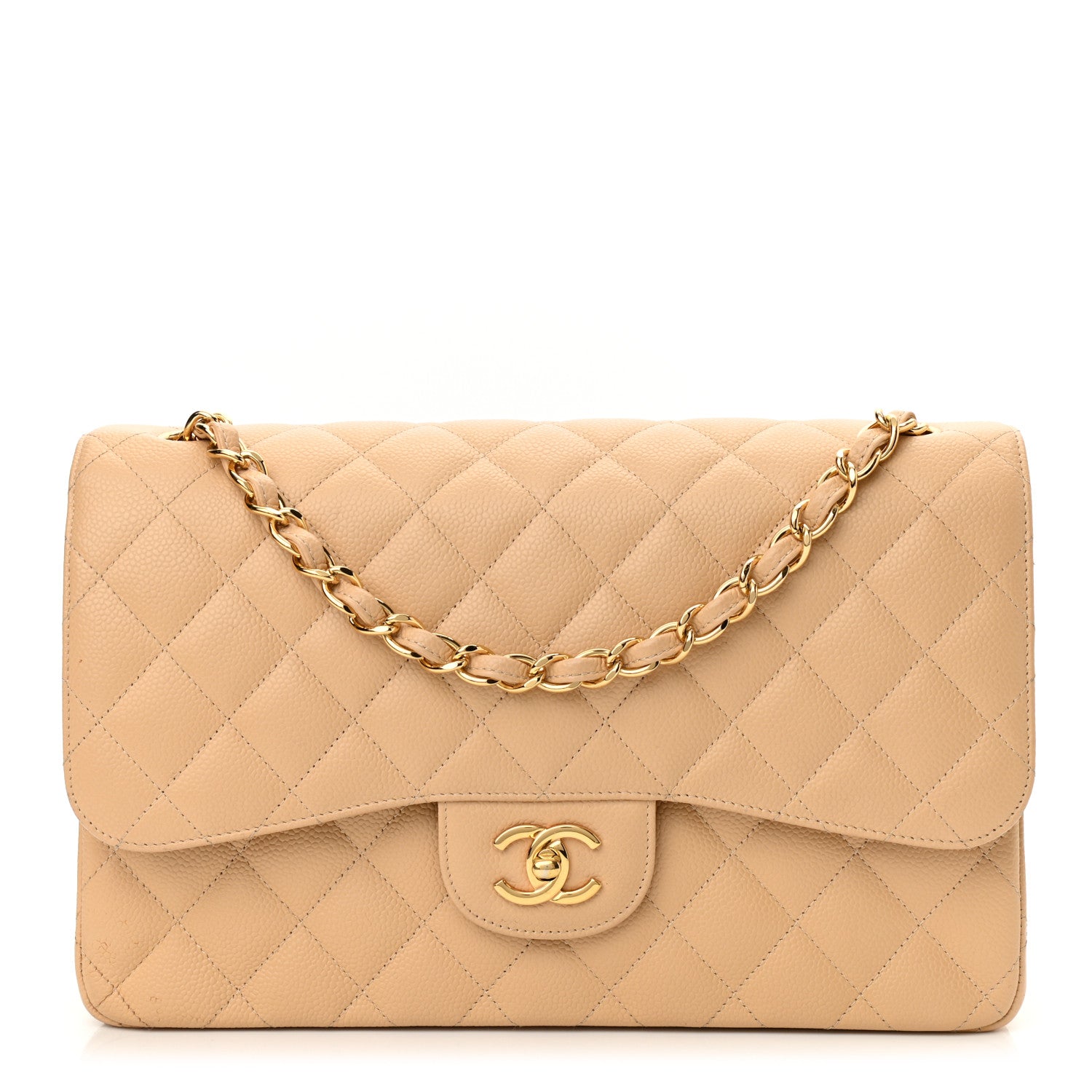 Chanel Caviar Quilted Jumbo Double Flap Beige 1 of 11