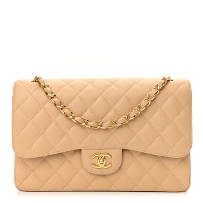 Chanel Caviar Quilted Jumbo Double Flap Beige 1 of 11