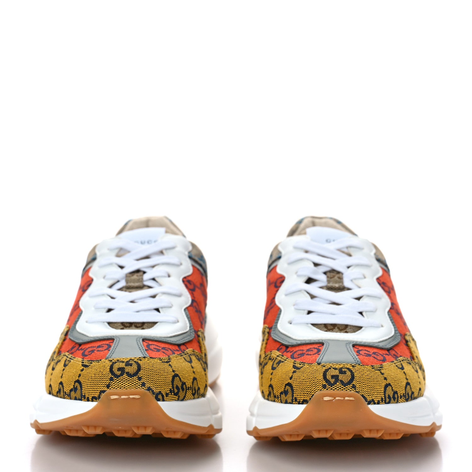 Gucci Monogram Multicolor Mens Rhyton Sneakers 8 Yellow Blue Great White Tabasco 2 of 9