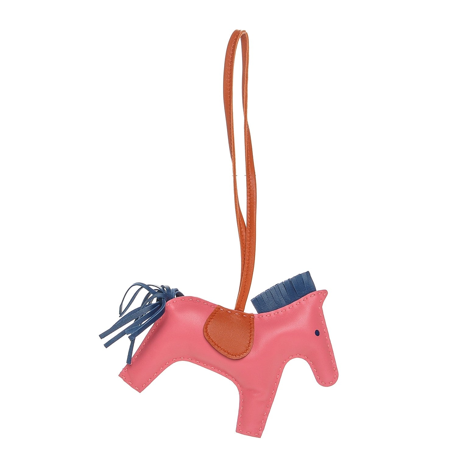 Hermes Milo Lambskin Grigri Rodeo Horse Bag Charm MM Rose Azalee Cornaline Bleu De Malte 1 of 3