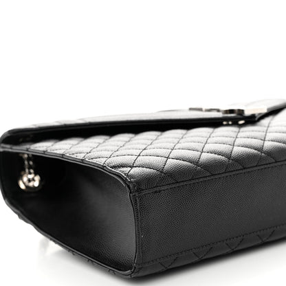 Saint Laurent Grain De Poudre Textured Mixed Matelasse Large Triquilt Monogram Satchel Black 8 of 10