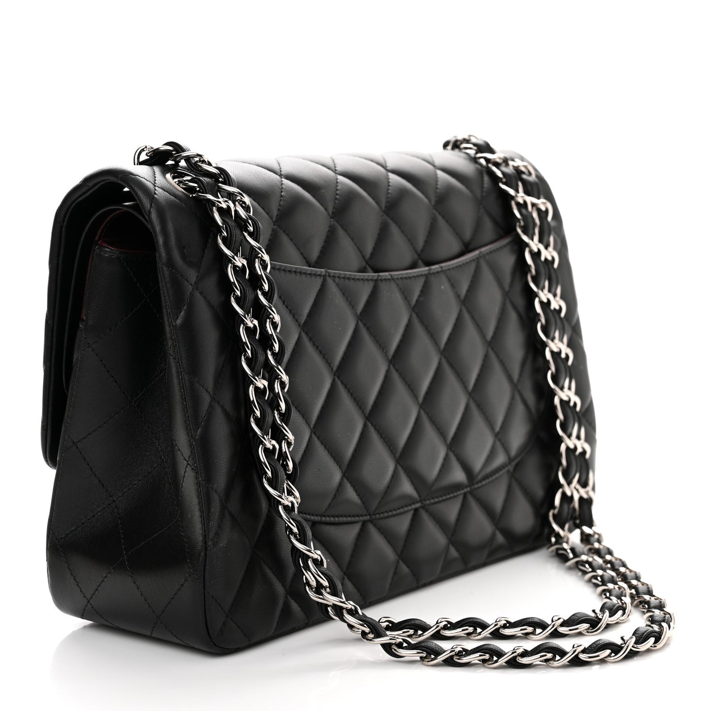 Lambskin Quilted Jumbo Double Flap Black