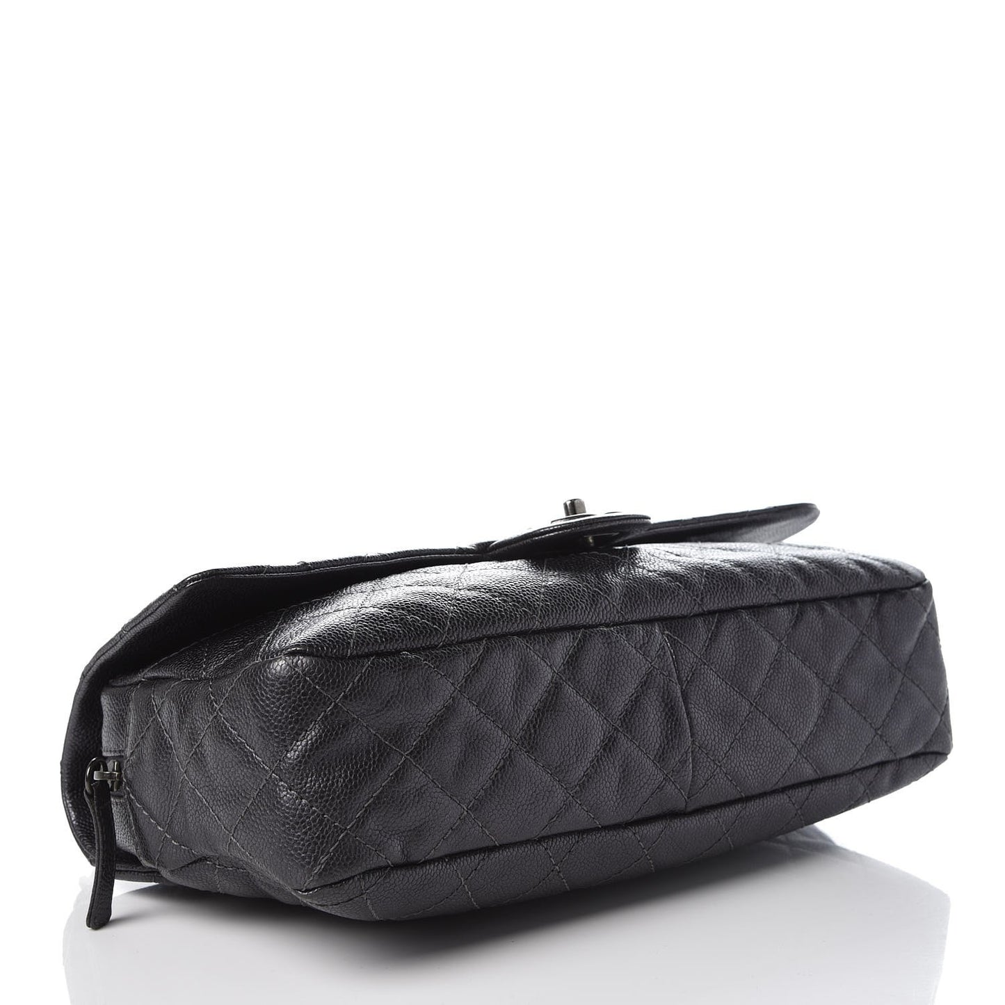 Iridescent Caviar Quilted Large Flap Grey